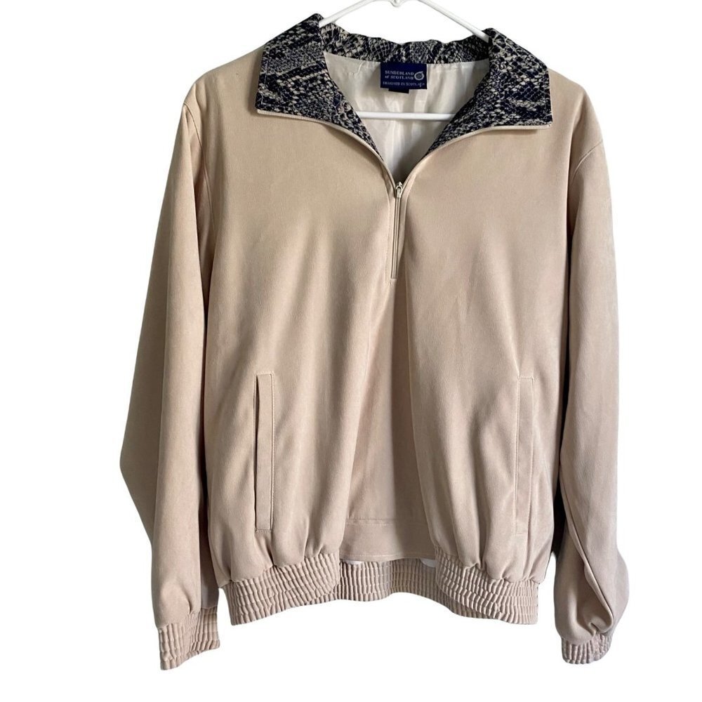 Sunderland of Scotland Pullover 1/2 Zip Tan Jacket with Pockets Medium